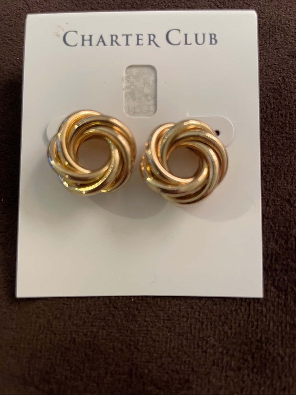 Macys Knot Charter Club Earrings, Gold Tone